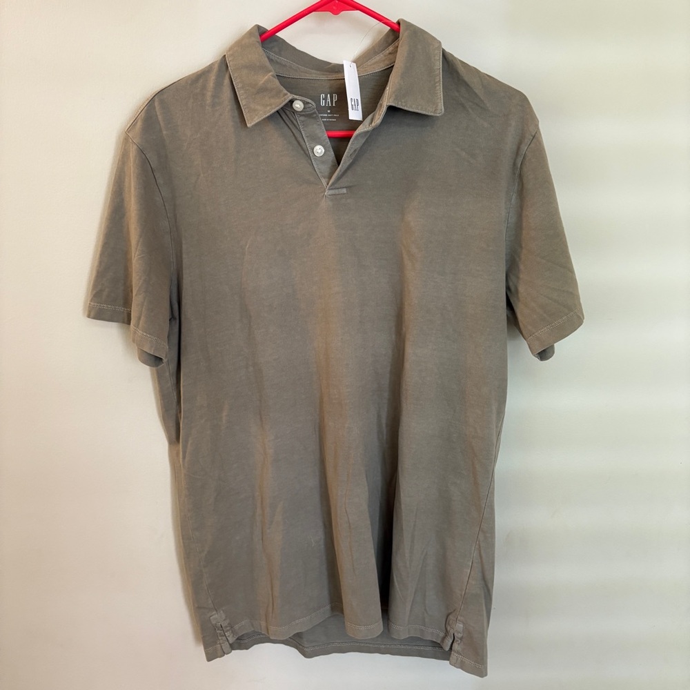 GAP Vintage Soft Polo Shirt Men’s Medium Khaki Taupe NWT  👕✨